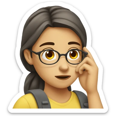 Tired girl due to studying  sticker