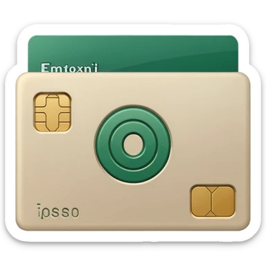 light beige debit card with dark green accents sticker
