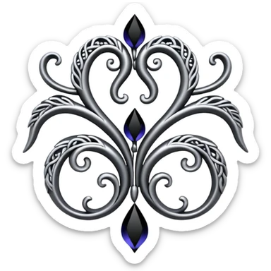 Black and silver filigree vine design, 3D, extremely detailed design sticker