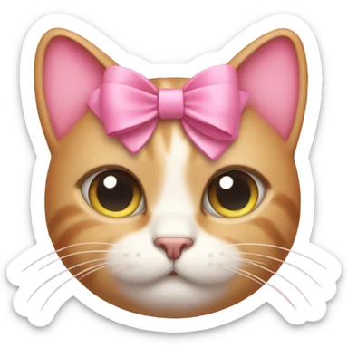 Pink cat with a bow in hair sticker
