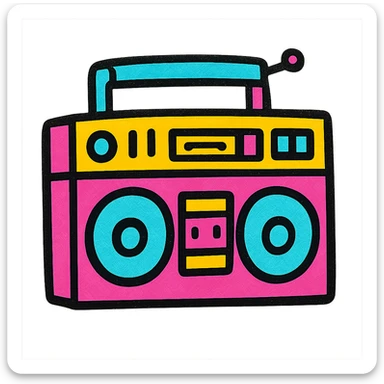 hip hop boombox, graffiti style, vibrant colors sticker