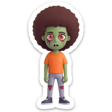 boy zombie with afro tapered African American hair sticker