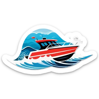 recreational boat in waves sticker