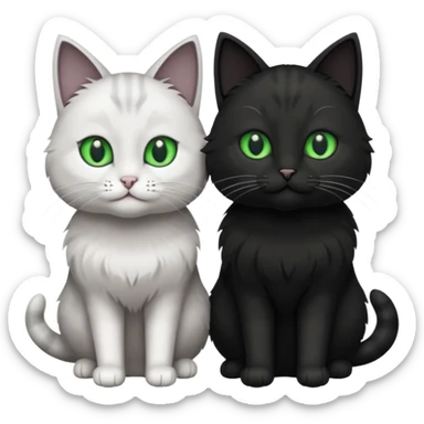 Two cats one black one grey and white sticker