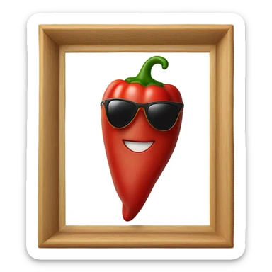 Red pepper with Mantel and sunglasses and necklace sticker