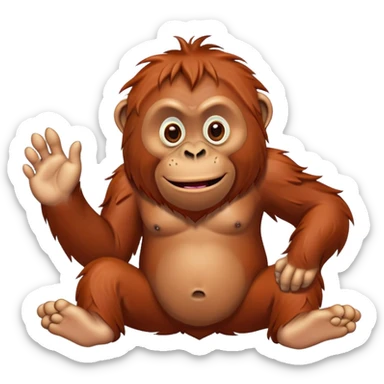 Orangutan with crazy face and 2 feet sticker