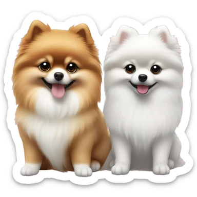 f1d4b4 color puppy Pomeranian and white color puppy Pomeranian next to each other  sticker