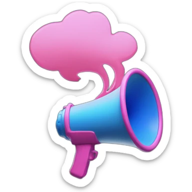 a pink-flamed blue megaphone sticker