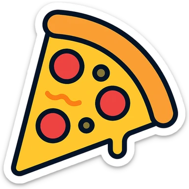 color outline icon of a pizza slice sticker