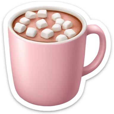 Light Pink mug of hot chocolate with marshmallows  sticker