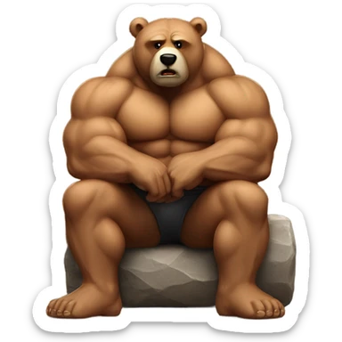 muscle bear resting on beg sticker