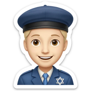 Smile face klasyczny, lecz z pejsami i beretem żydowskim sticker