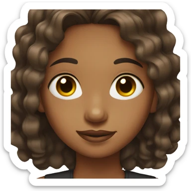 brown girl with black wavy hair and brown eyes sticker