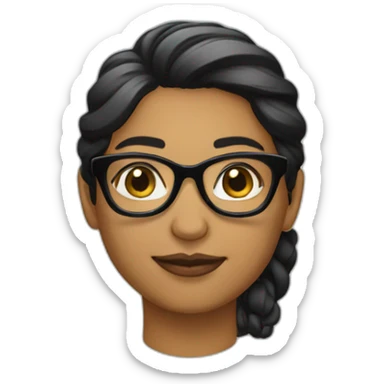 maestra con lentes pelo corto color negro sticker