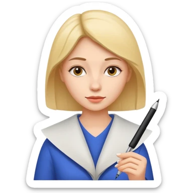 Woman writing with a pen on paper sticker