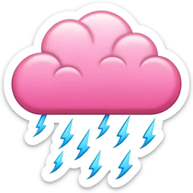 clouds rain thunder in pink sticker