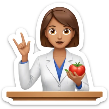 nutricionista castaña hablando a audiencia sticker