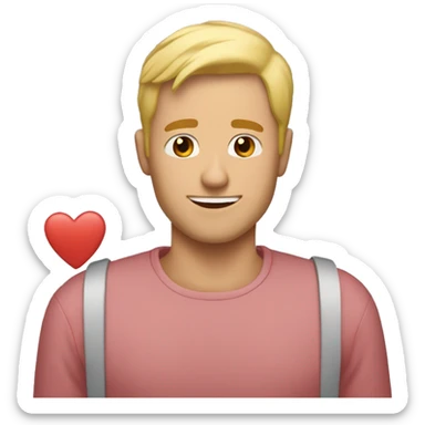 A blonde man showing how in love he is with tons of hearts sticker