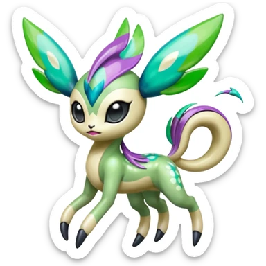 Colorful Shiny Edgy Cool Badass Painted Splashed Exotic Meloetta-Palkia-Virizion-Venom-Stitch-Fakémon-creature-hybrid sticker