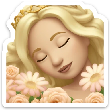 Sleeping blond princess with flowers  sticker