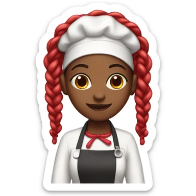 Black girl with long black and red braids dressed up as a baker  sticker