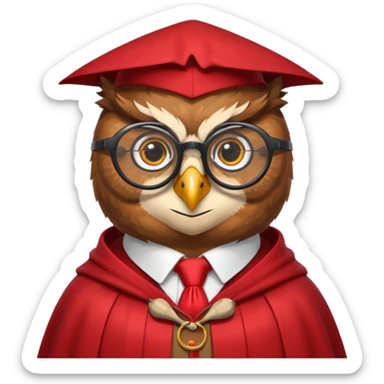 owl professor in red collar cloak sticker