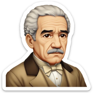Cinematic Realistic Gabriel García Márquez Portrait Emoji, depicted as a visionary writer with a contemplative gaze in period attire, rendered with rich textures and warm literary lighting that captures his magical realism legacy. sticker