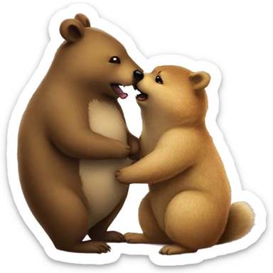 Quokka making a kiss with a bear sticker