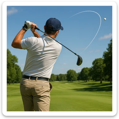 A golfer hitting a slice back view sticker