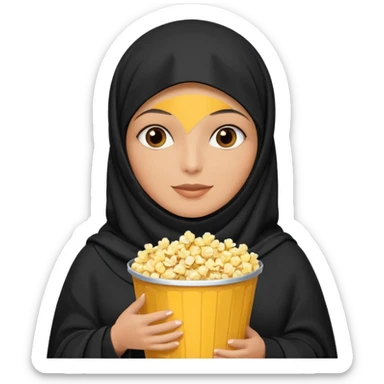 a burka holding a bucket of popcorn sticker