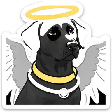 Black lab with halo and angel wings sticker