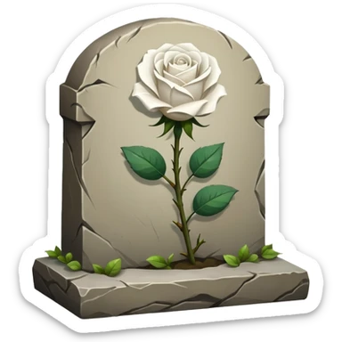 grave with a white rose sticker