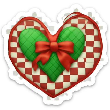Un Coeur de Noël avec motif carreaux vert et rouge sticker