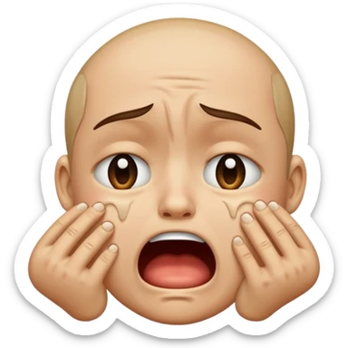 Crying face choking itself sticker