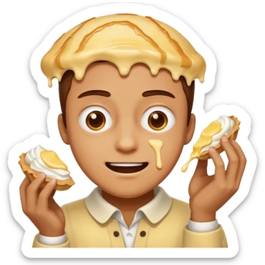 person getting hit in the face with a pie like three stooges sticker