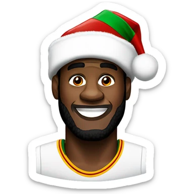 LeBron James wearing a Christmas hat sticker