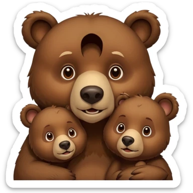 Mama, papa, and baby bear sticker
