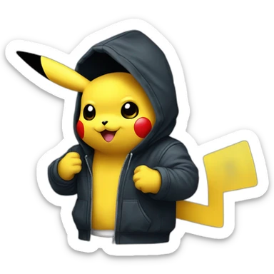 A Pikachu with a hacker hoodie coding sticker