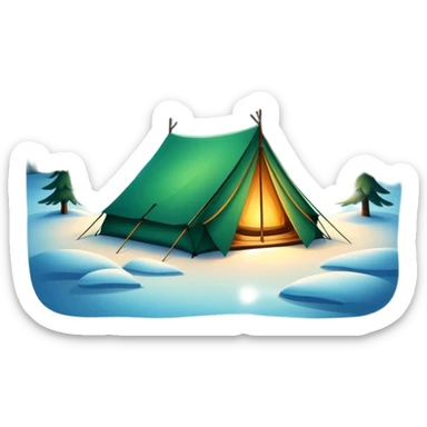 tent in snowy Lapland wilderness with northern lights sticker