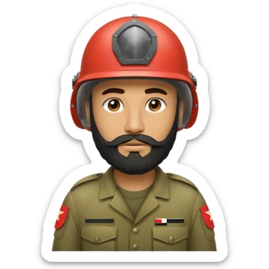 VERY TIRED, swarthy, Iraqi soldier in a casque, casque without insignia, with a beard sticker