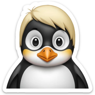 Pingüino con cabello  rubio estilo cool  sticker