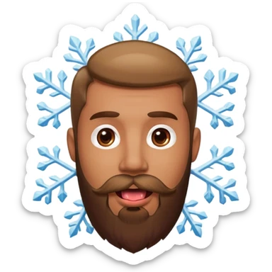 Guy with beard with snowflake on his tongue  sticker
