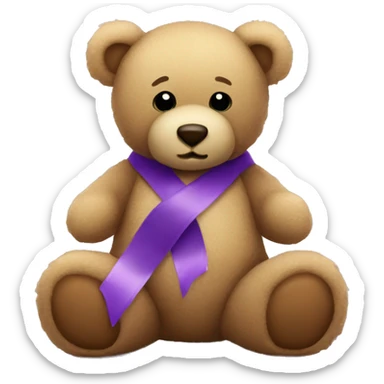 Teddy bear with purple ribbon  sticker