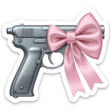Gun with a light pink bow  sticker