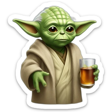 Yoda avec un whisky sticker