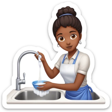 Black girl washing dishes at sink sticker