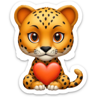 Cheetah with heart sticker
