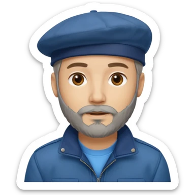 Man with Light Grey Beret – Beard, blue jacket, light beanie.







 sticker