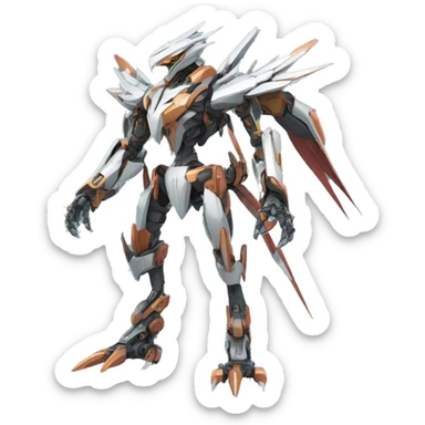 a futuristic mechanical spiky Medabot-raptor-dragon-mecha full body sticker