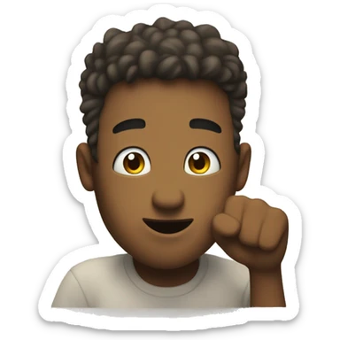 person with fist on cheek wistfully looking out of window happy nice summer's day slack but happy mouth dreaming eyes daydreaming sticker